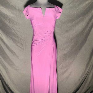 Off The Shoulder V Neck Long Solid Gown, Xscape Dress